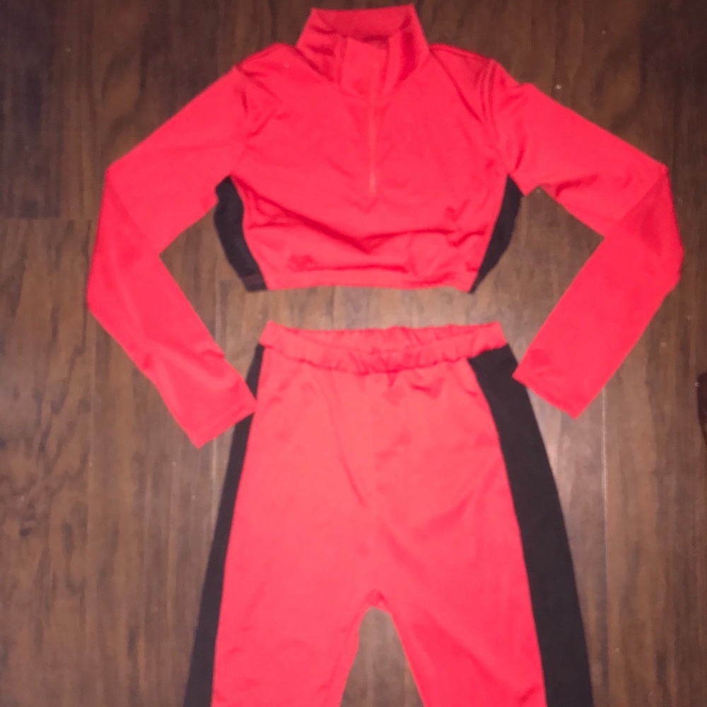 Red and Black 2 Piece Short Set